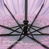 Plemo Automatic Umbrellas, Windproof Purple Daisy Design Compact Folding Umbrellas with Anti-Slip