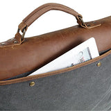 Lifewit Genuine Leather Vintage 15.6" Laptop Canvas Messenger Satchel Bag (Grey)