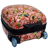 Owl Print Kids Hard Shell Luggage/Children Suitcase Carry On Luggage In 3 Colors (Pink)