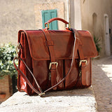 Floto Leather Buckle Strap Briefcase Bag, Messenger Bag