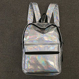 Tinksky Girl'S Sliver Holographic Laser Pu Leather School Backpack Travel Casual Daypack
