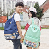 Eaglebeky Casual Style Lightweight Canvas Backpack School Bag Travel Daypack (Dark Blue)