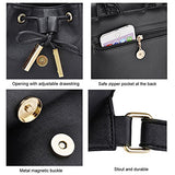 Coofit Black Faux Leather Backpack For Girls Schoolbag Casual Daypack (Black With Keychain)