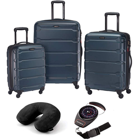 Samsonite Omni Hardside Luggage Nested Spinner Set of 3 Teal with Travel Kit