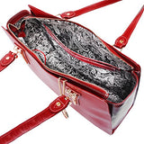 McKlein USA [Personalized Initials Embossing] Womens GLENNA Leather Shoulder Tote Bag in Red