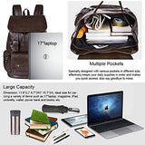 Vbiger Unisex Pu Leather Laptop Backpack Large-Capacity Casual Daypack Multi-Purpose Drawstring