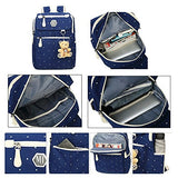 Fanci 4Pcs Polka Dot Women Canvas Daypack Casual School Bag for Girls Middle High School Backpack