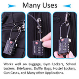 TSA Approved Luggage Locks, Travel Locks Which Also Work Great as Gym Locks, Toolbox Lock, Backpack and more, Black 6 Pack