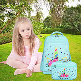 CAMTOP Backpack for Kids Girls School Backpack with Lunch Box Preschool Kindergarten BookBag Set (Mint Green-Unicorn)