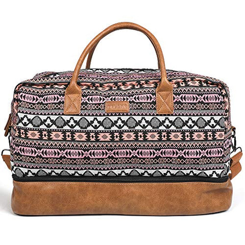 Oflamn Weekender Bag for Women Carry-On Luggage Bohemian style Duffle Bag Overnight Bags 3-4 Day' Travel Bags with Separated Shoes Compartment