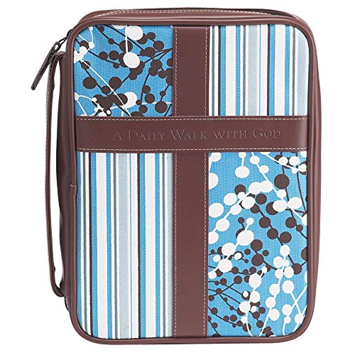 Blue and White 8.5 x 10.8 inch Leather Like Vinyl Bible Cover Case with Handle Large