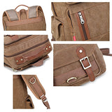 Crest Design Canvas Hiking Travel Daypacks School Laptop Backpack Rucksack 30L (Brown)
