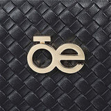 Cloe Knitted-like Backpack with Floral Print Scarf in Black Color