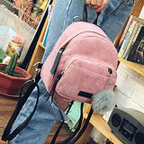 Women Teen Girls Fashion Corduroy Backpack Purse Shoulder Bag Casual School Bag Travel Bag (Free
