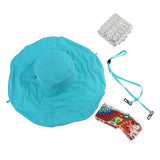 FakeFace Women's Anti-UV Sun Protective Wide Brim Reversible Sun Hat Floppy Fold Beach Hat Cap UPF 50 Blue One Size