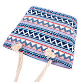 ABage Women's Canvas Tote Aztec Tribal Printed Shopping Travel Beach Shoulder Bag, Blue