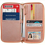 Travel Document Organizer - RFID Passport Wallet Case Family Holder Id Wristlet (Rose Gold)