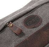 S-Zone Vintage Leather Trim Canvas Toiletry Bag Shaving Dopp Case Cosmetic Makeup Bag