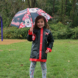 Disney Umbrella and Slicker Set, Toddler or Little Girl Rainwear Ages 2-7, Minnie Mouse Black, Small, Age 2-3