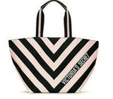 Victoria's Secret Tote Bag Pink Black Striped, Stripe Duffle Pink