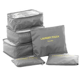 Packing Cubes 12 Pieces (2 Sets of 6) JuneBugz Light Weight Travel Cubes, Luggage/Suitcase Organizer with Laundry Bags| Space Saver Travel Accessory for Carry-on/Backpacks-Mellon Red/Gray