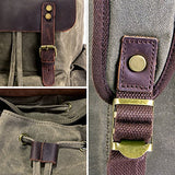 SUVOM Vintage Canvas Leather Laptop Backpack for Men School Bag 15.6" Waterproof Travel Rucksack