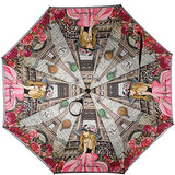 Nicole Lee Women's Cup Holder Handle Pink Floral Print Pongee Uv Protection Reversible Umbrella, Vivian Dreams Paris