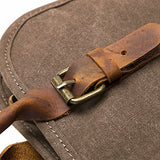 ECOSUSI High Density Canvas Real Leather Business Messenger Briefcase Laptop Bag Fit 15.6" Laptop