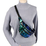 Unisex Reversible Sequins Waist Pack Double Color Chest Bag Fanny Pack