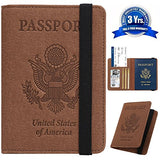 Passport Holder Cover Wallet Case - DESERTI BRANDS Leather RFID Blocking For Women Men - Brown