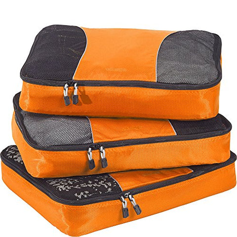 eBags Large Packing Cubes for Travel - 3pc Set - (Tangerine)