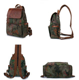 Rucksack, Canvas Bag With Crazy Horse Leather Retro Backpack, Tide Bag Camouflage Backpack, Size: 21 28 10cm, blue