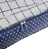 Vercord 7 Set Travel Packing Organizers Cubes Mesh Luggage Cloth Bag Cubes With Bra/Underwear Cube and Shoe Pouch, Dark Blue Dots