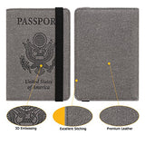 Passport Holder Cover Wallet Case - DESERTI BRANDS Leather RFID Blocking For Women Men - Grey