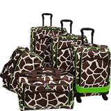 American Flyer Animal Print 5 Piece Spinner Luggage (Giraffe Green)
