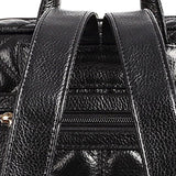 ABage Women's Genuine Leather Backpack Vintage Casual Quilted Travel Backpack Purse, Black