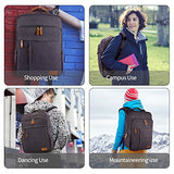 Estarer Laptop Backpack w/USB Charging Port for Men Women, Water Resistant Canvas Backpack School