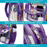 Clear Backpack, iSPECLE Durable School Backpack with Laptop Compartment Clear Backpack with Reinforced Padded Straps Transparent Bag for School, Work, Security, Dark Purple