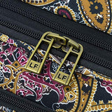 London Fog Cranford 20" Expandable Carry-on Spinner, Black Gold Plum Paisley