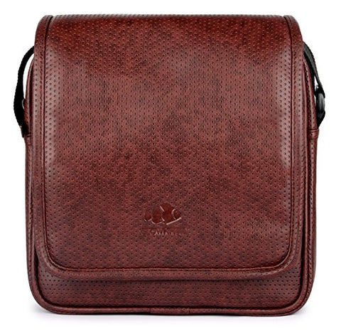 The Clownfish Vegan Leather Unisex Sling Bag | Tablet Messenger Bag | Cross Body Bag | (Brown