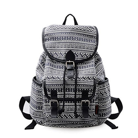 MoreChic School Backpack Floral Print Backpack Women Casual Canvas Travel Bag Girls