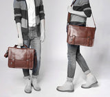 Men Briefcase Tote, Berchirly Vintage PU Leather Laptop Shoulder Messenger Bag for 14inch laptop
