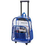 Rolling Clear Backpack, Heavy Duty Cold-resistant Travel Daypack Transparent PVC Backpack with Wheels