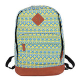 Damara Vintage Geometric Prints Canvas School Bag,Yellow