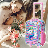 Kids Suitcase, Rolling Luggage with Wheels for Girls - Unicorn