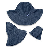 Wallaroo Women'S Scrunchie Sun Hat - Lightweight And Packable Sun Hat - Upf 50+, Navy With White