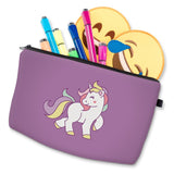 Makeup Toiletry Cosmetic Travel Carry Bag Zippered Luggage Pouch Multifunction Make-up Bag Pencil Holder Organizer for Men and Women Girls Kids (Purple Unicorn)