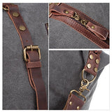 S-Zone Oversized Canvas Genuine Leather Trim Travel Tote Duffel Shoulder Handbag Weekend Bag