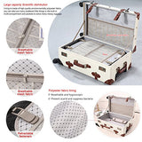 Unitravel Vintage Suitcase Retro PU Trunk Rolling Spinner Lightweight Luggage