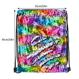 MHJY Sequin Bag Unciorn Drawstring Bag Mermaid Backpack Sparkly Gym Dance Bag Reversible Flip Sequin Bling Backpack for Hiking Beach Travel Bags